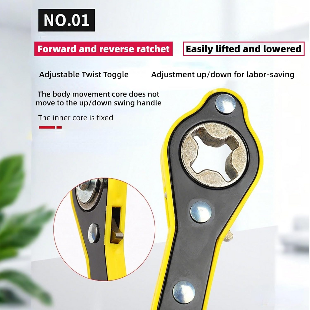 Jack Ratchet Wrench Tire Iron Tool for Wheel Removal and Car Repair with Long Handle Labor Saving Design