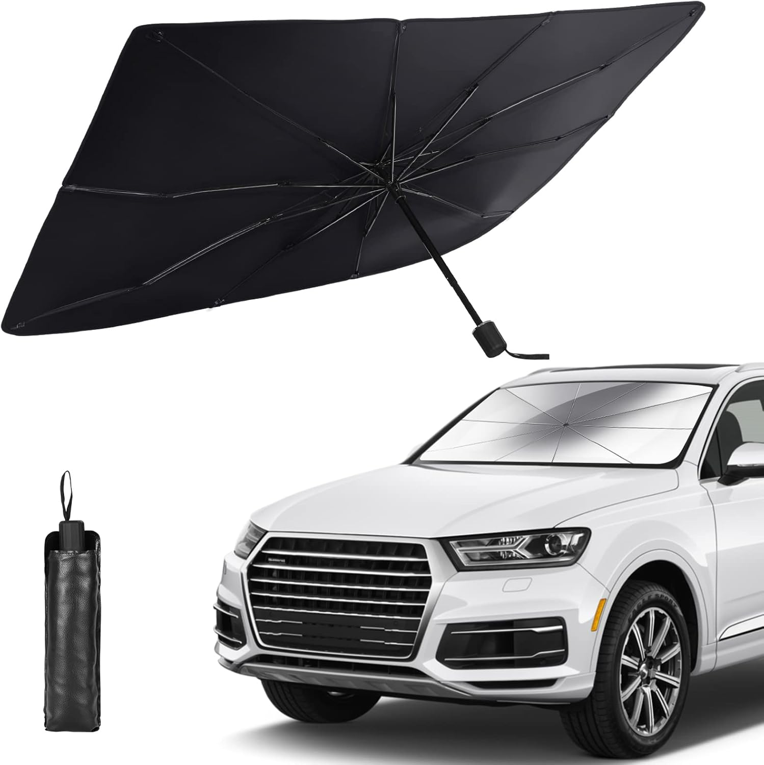 Foldable Car Windshield Umbrellas, Sun Shade Umbrella for Front Windows, Suitable for Windshields of Various Car Models (Large