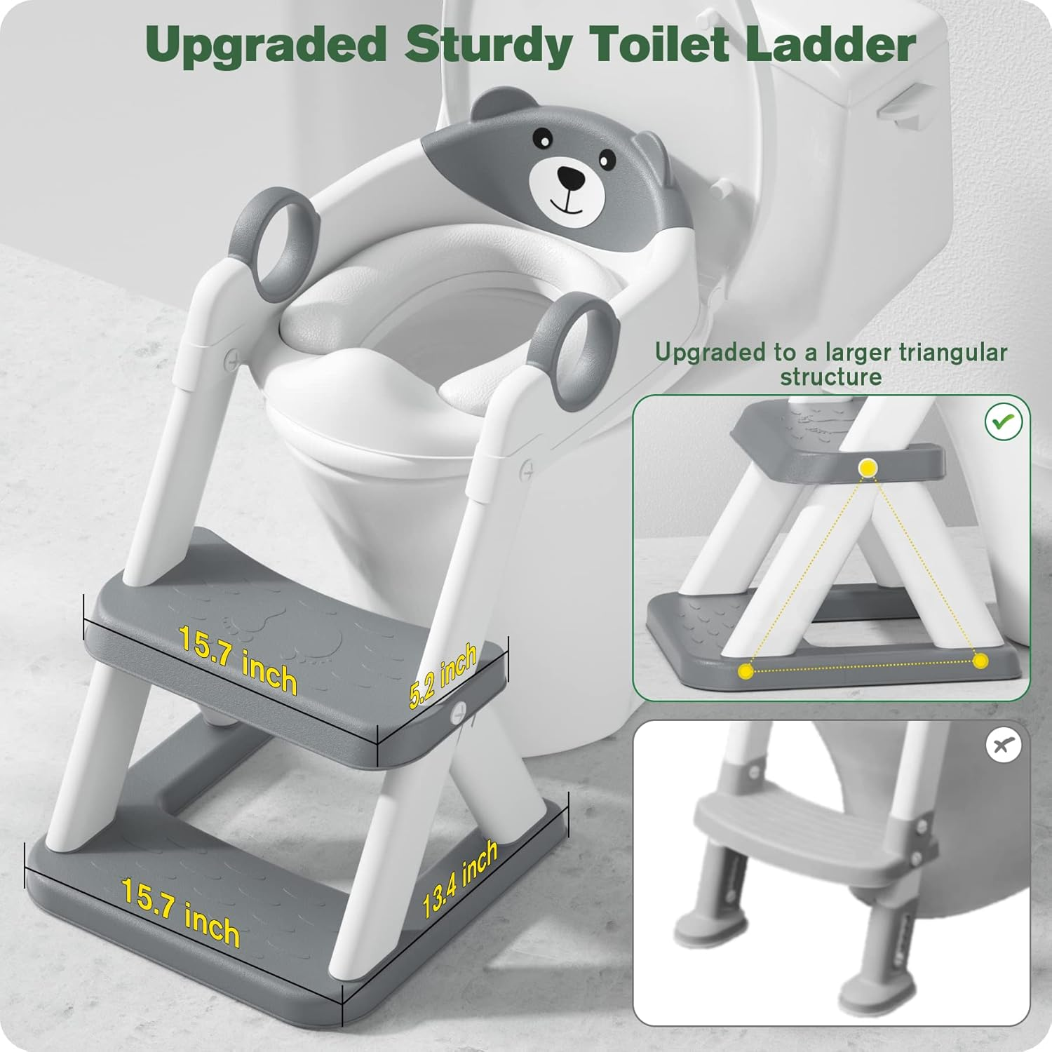 Potty Training Seat, Toddler Toilet Seat for Kids Boys Girls, 2 in1 Potty Training Toilet with Step Stool, 6 Adjustable Height, Splash Guard