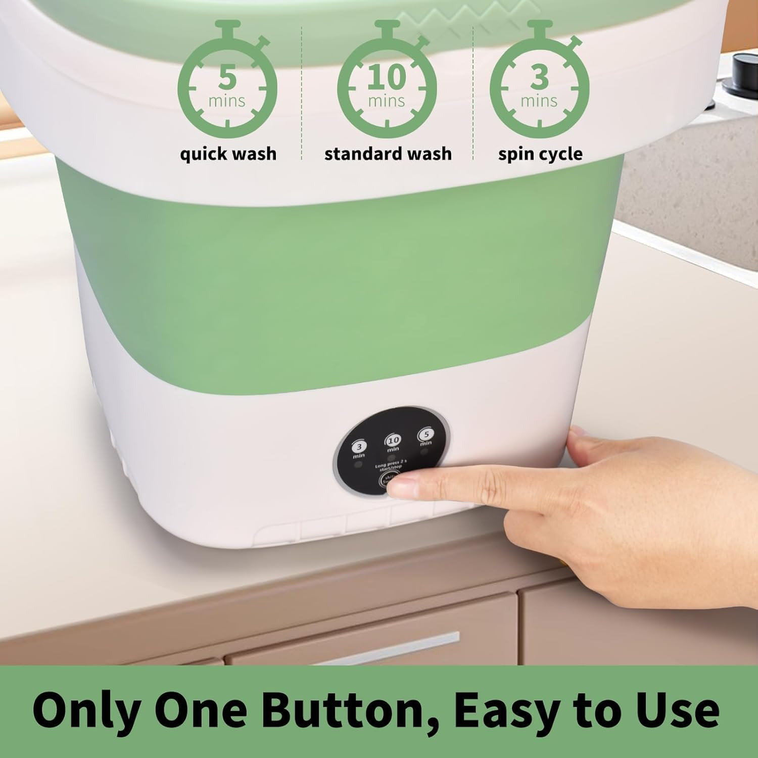 Portable Mini Washing Machine, Upgraded with Spin Basket Laundry Machine, 3 Modes Deep Cleaning for Baby Clothes, Underwear & Socks, Perfect for Apartment, Dorm, Hotel, Travel & Camping