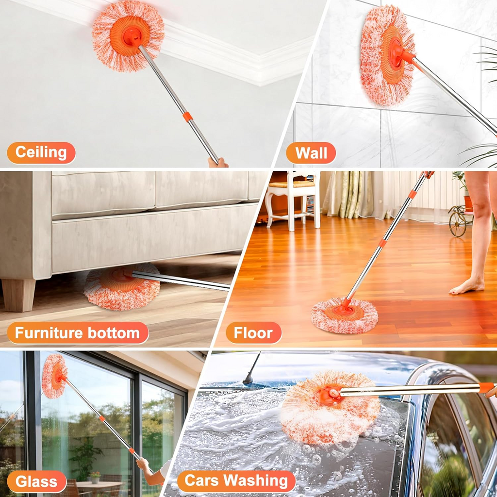 Adjustable Cleaning Mop, Dolodomy 360° Rotatable Mops for Floor Cleaning Fabrics Wall Mop for Floor Door Window Ceiling and Bathroom