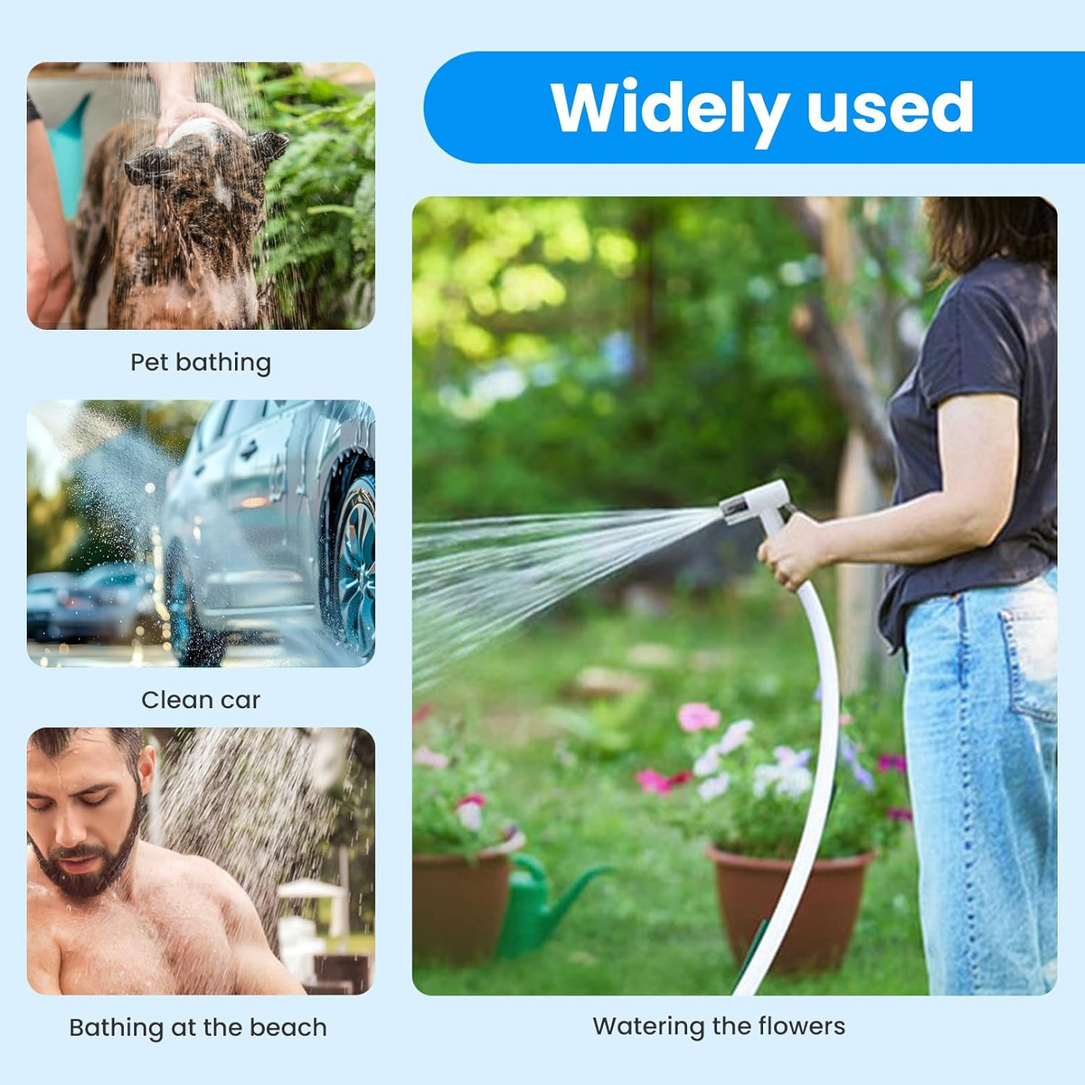 Portable Camping Shower Outdoor Camp Shower Pump,Upgrade Rechargeable Electric Shower Pump with Intelligent Digital Display Multiple Spray Modes for Camping, Hiking, Traveling