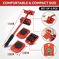 Furniture Lift Tool Set, Upgrade Furniture Movers Sliders Furniture Lifter Tool,Furniture Movers with Adjustable Height Lifting Tool Lever & 4 Wheels, Mover Dolly Sliders Tool