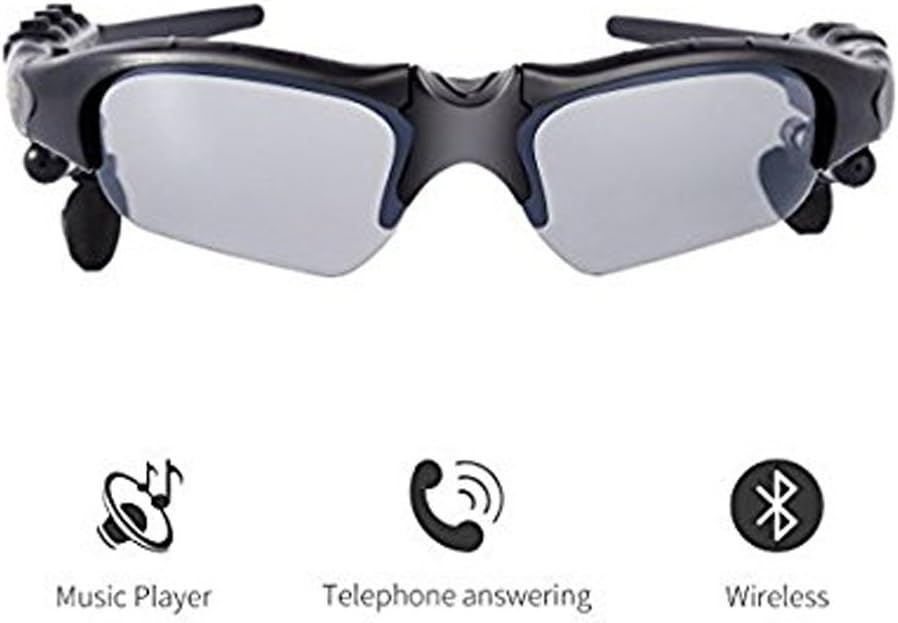 Wireless Bluetooth MP3 Polarized Lenses Music Sunglasses V4.1 Stereo Handfree Headphone for  Smartphone or PC (Black)