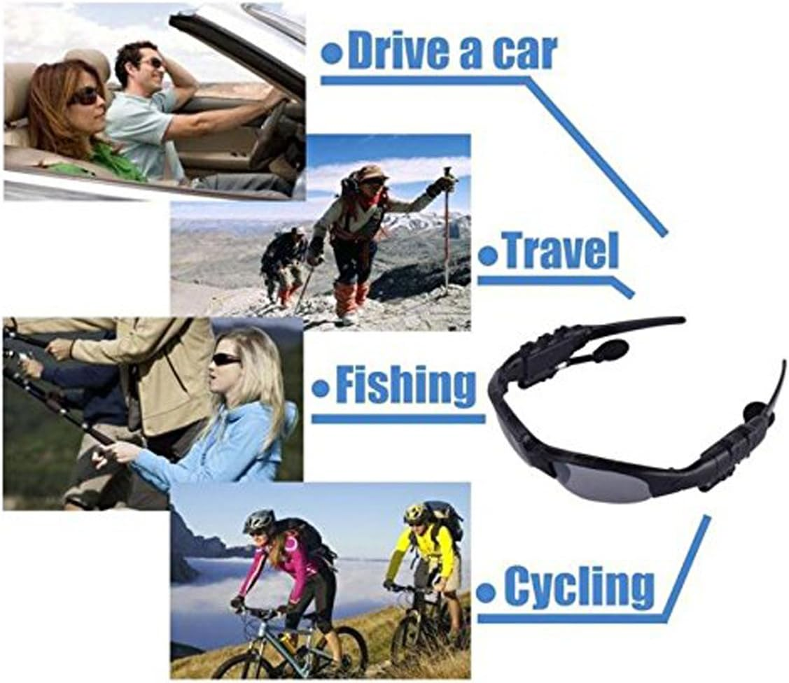 Wireless Bluetooth MP3 Polarized Lenses Music Sunglasses V4.1 Stereo Handfree Headphone for  Smartphone or PC (Black)